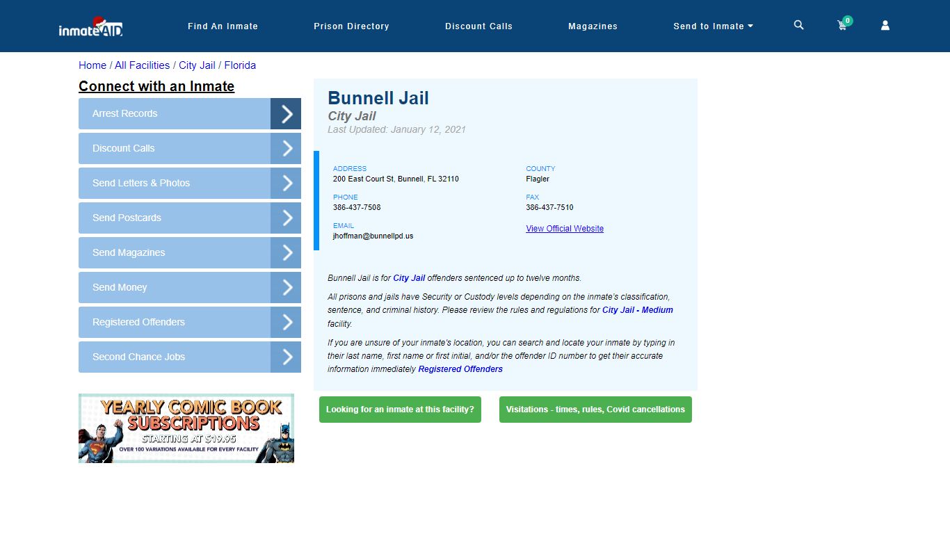 Bunnell Jail | Inmate Locator